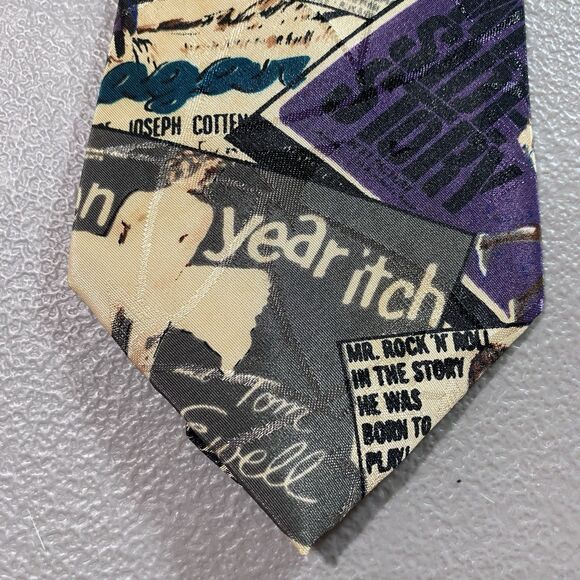 Vintage ENVOY Mens Tie Necktie Limited Edition Hollywood Black Purple 55.5" USA - Picture 6 of 12